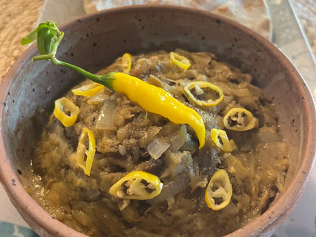 aubergine caviar spicy recipe pitta bread vegan