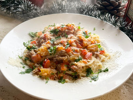 tagliatelle luzienne tuna ham pasta basque recipe french food