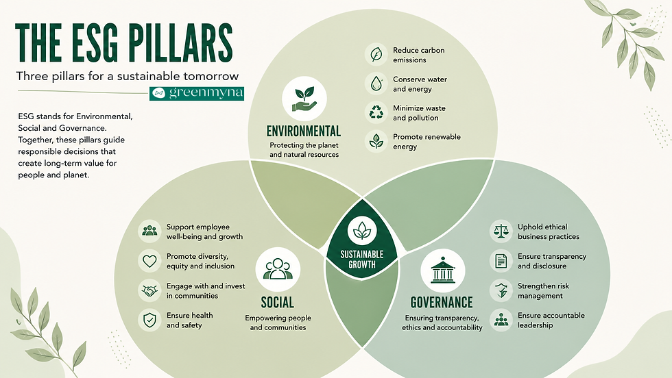 Three ESG pillars of corporate sustainability