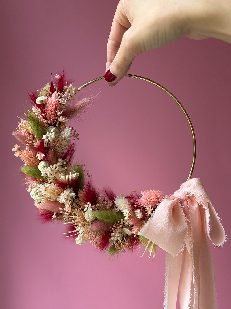 couronne décorative en fleurs séchées bohème chic