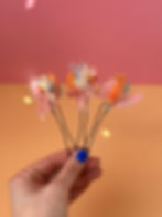 Lot de 3 épingles à chignon en fleurs séchées