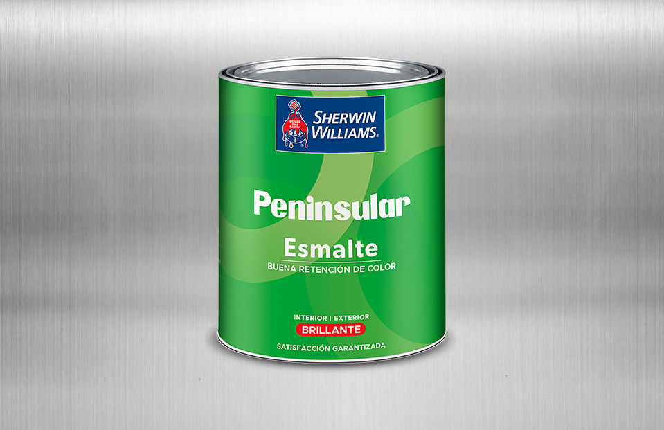 Vista frontal de galon de pintura base aceite peninsular