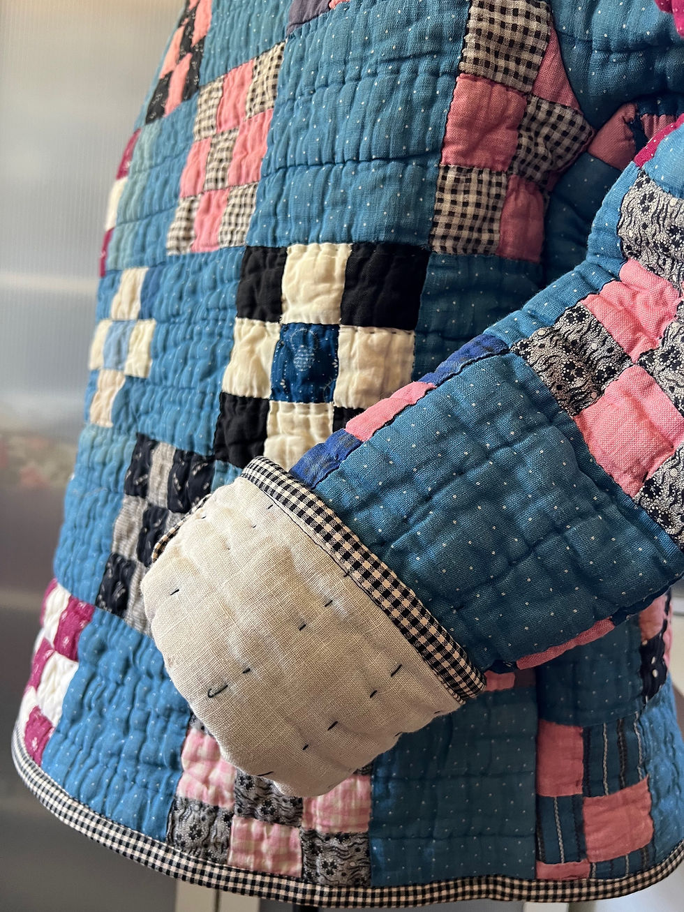 Thumbnail: Quilt Jacket, Antique Flour Sack Quilt 
