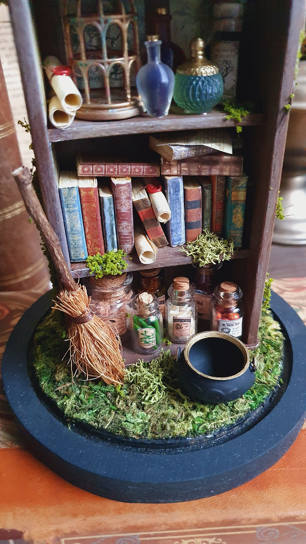 Thumbnail: Diorama Bibliothéque de sorciere  miniature sous cloche acrylique
