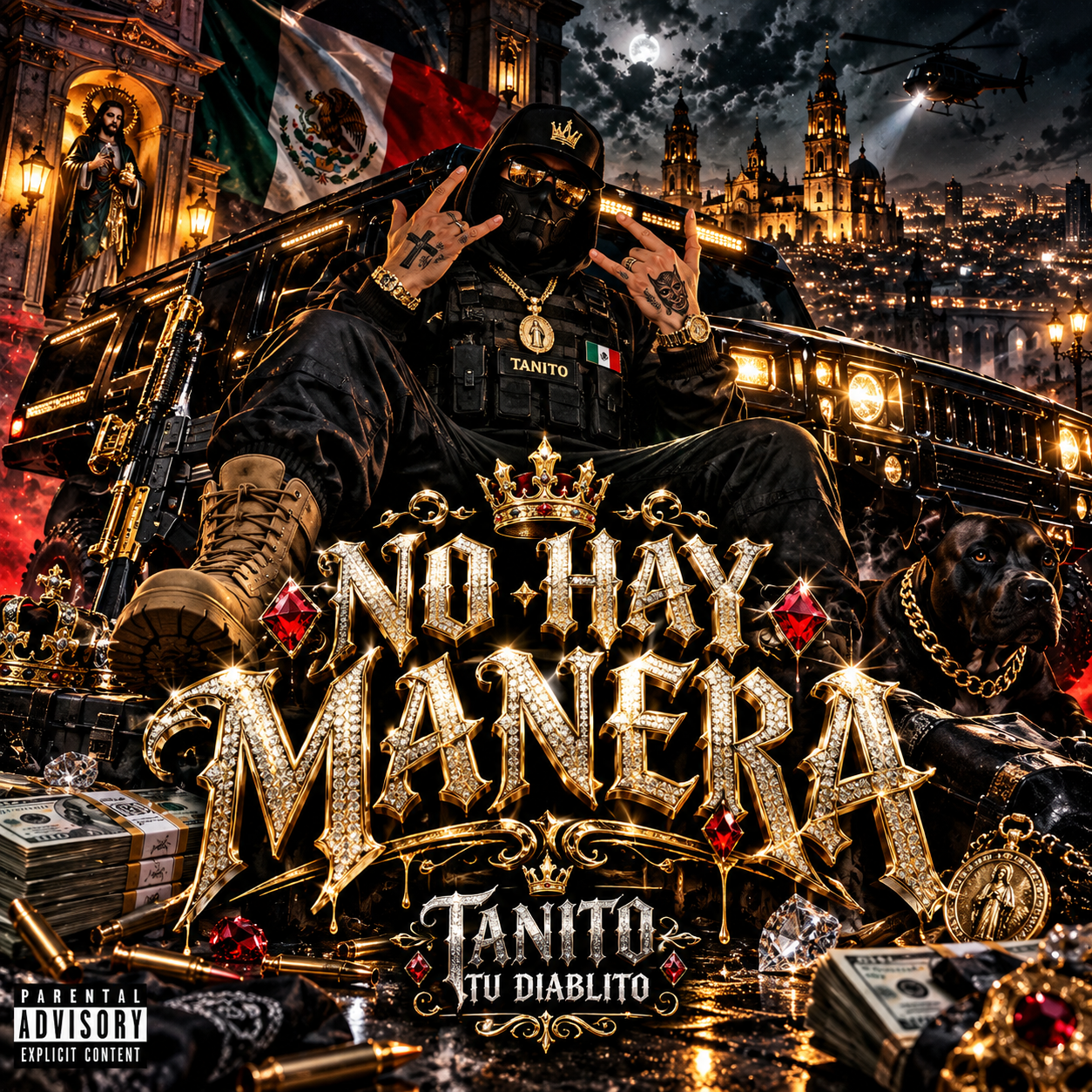 Arte de portada de Tanito tu diablito, en negro y oro