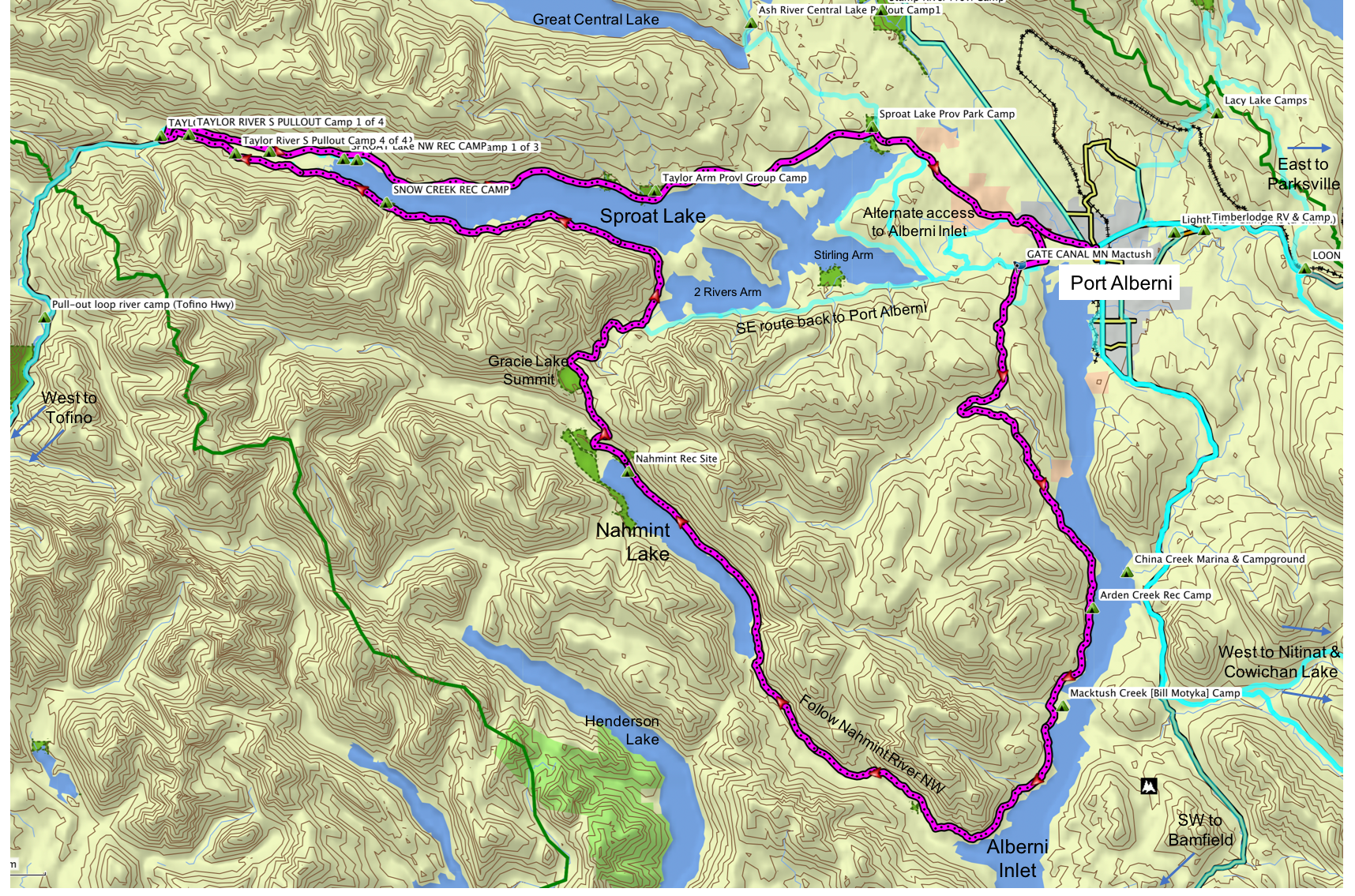 Alberni Inlet Nahmint Lake Map