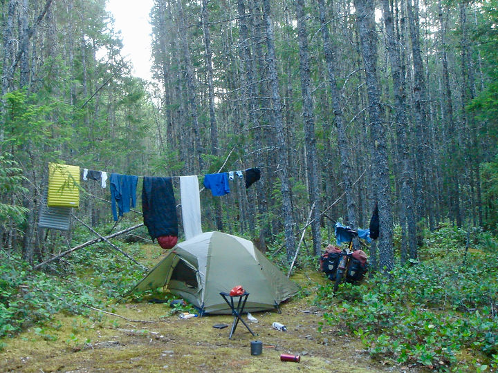 Camping & drying gear | cycle touring & staying dry | cycle touring Vancouver Island