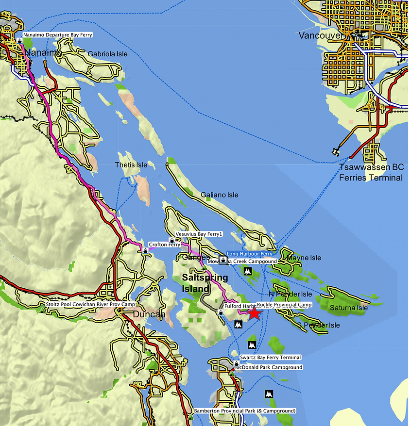Location & route map | Ruckle Provincial Park, Saltspring Island | cycle touring south Gulf Islands