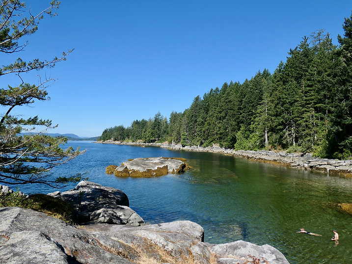 Swimming at Saltery Bay Campground | cycle touring north Sunshine Coast