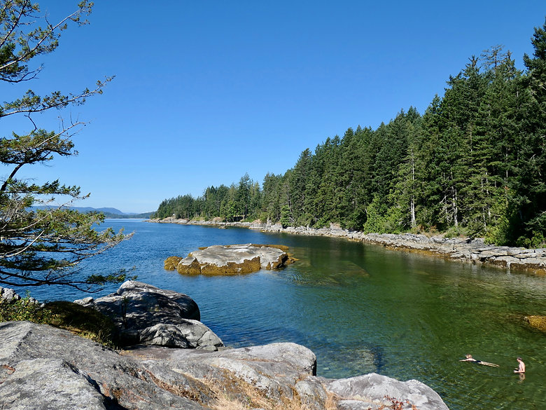 Swimming beach, Saltery Bay Provincial Campground, cycle touring Sunshine Coast