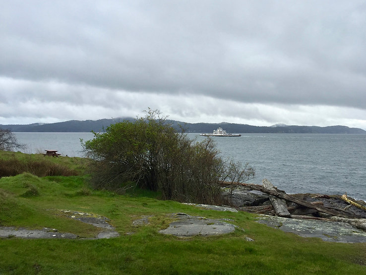 Ruckle Provincial Campground | ferries passing SE Saltspring Island | cycle touring south Gulf Islands