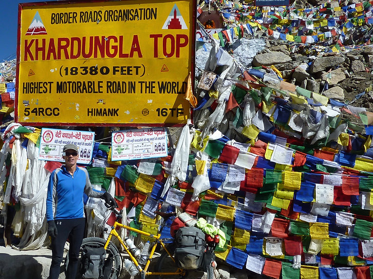 Khardung la Pass, Ladakh, international cycle tour, north India Himalayas