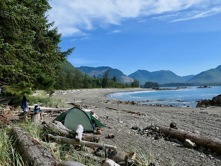 Side Bay, a favourite campground | west from Port Alice | bikepacking north Vancouver Island