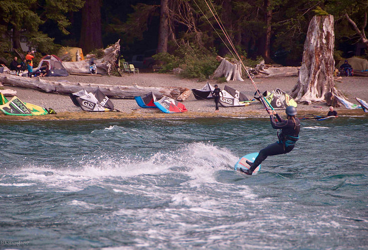 Kite skiing Lake Nitinat | Cowichan Nitinat Port Albeni fav backroads ride | cycle touring Vancouver Island