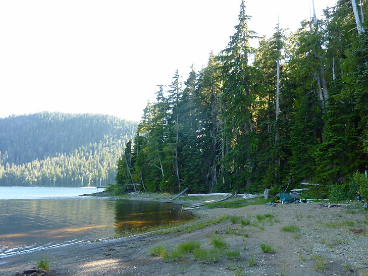 Tsable Lake camp | bikepacking SW of Courtenay | cycle touring Vancouver Island