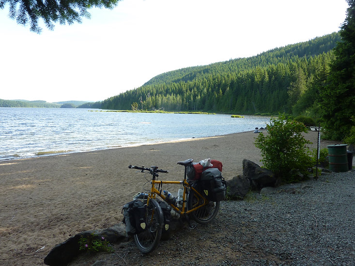 Brewster Lake Rec Camp | swimming beach | cycle touring Vancouver Island | bikepacking