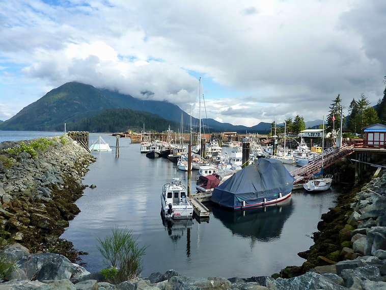 Kelsey Bay marina | bikepacking Sayward area | cycle touring north Vancouver Island