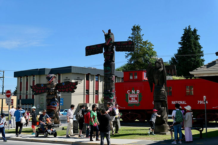 Downtown Duncan totem poles | cycling Cowichan Valley Trail | cycle touring Vancouver Island
