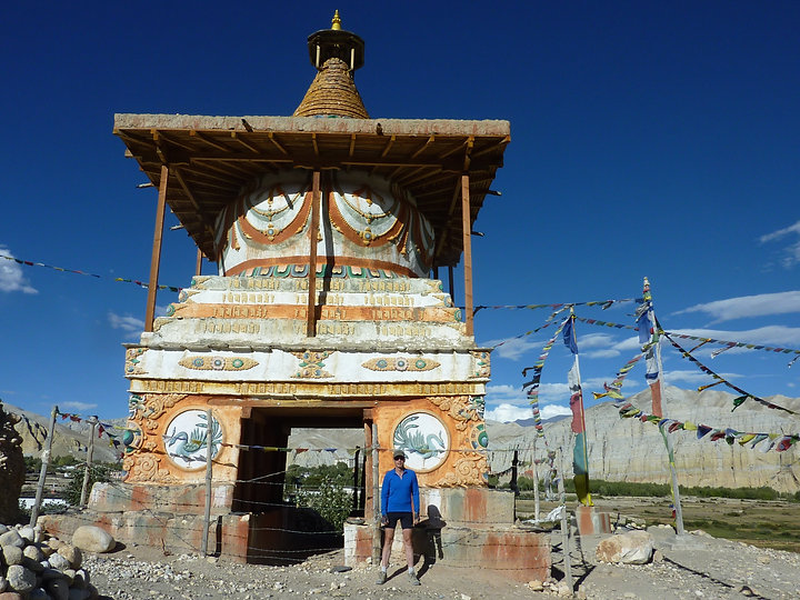 Upper Mustang, NW Nepal, outside chorten in Tsarang, international cycle touring