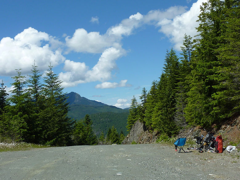 Summit of the pass, bikepacking from the Upper Nanaimo River up and over to the Upper Nitinat River Valley