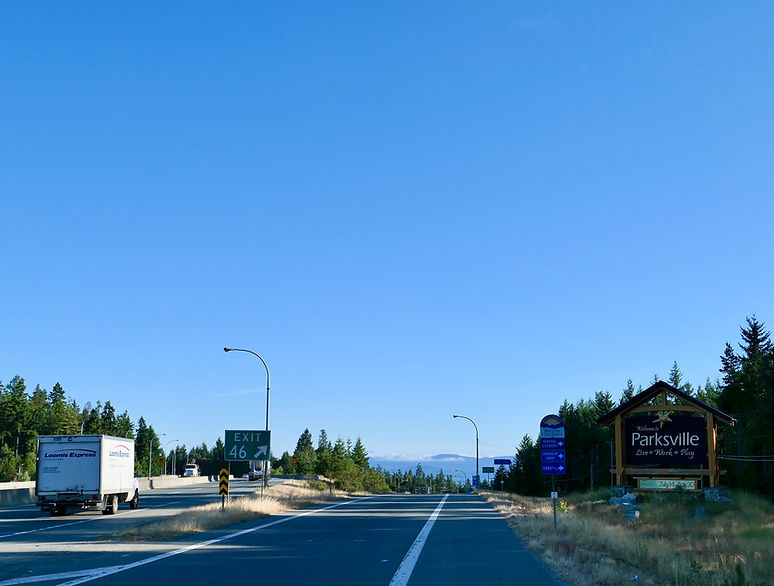 Cycling touring the Island Highway, junction to thold coastal highway, south of Parksville