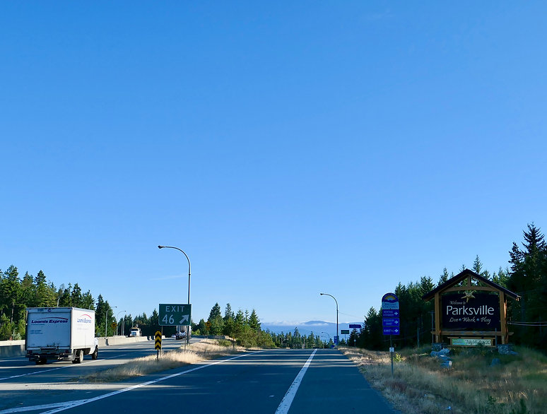 Cycling touring the Island Highway, junction to thold coastal highway, south of Parksville