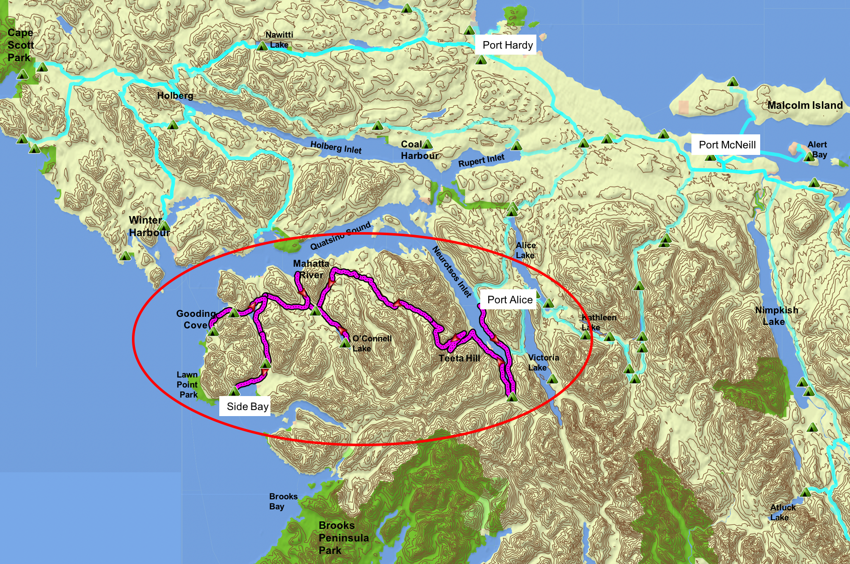 Side Bay Route Map