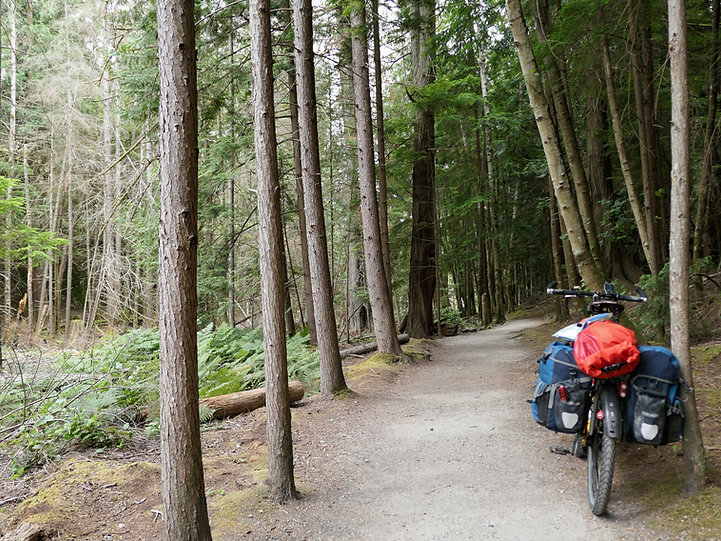 Trail into Smuggler Cove campground | near Halfmoon Bay | cycle touring Sunshine Coast
