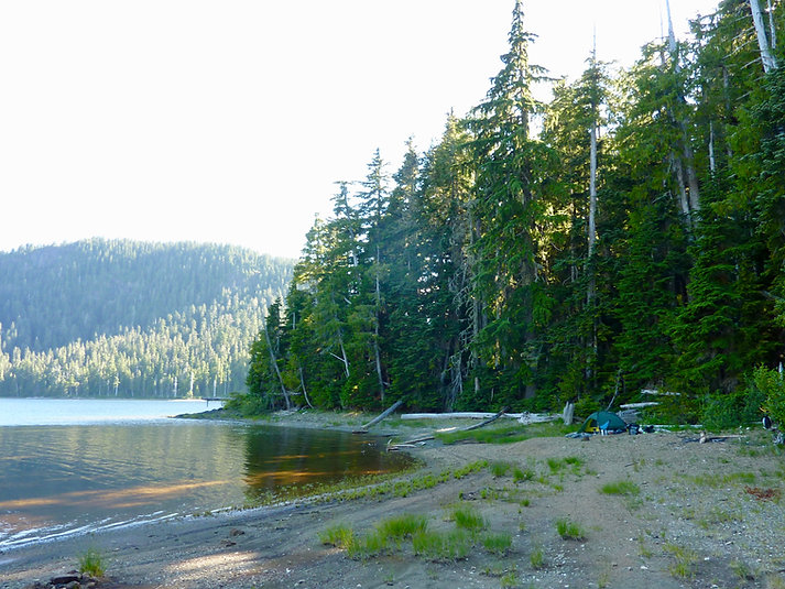 Tsable Lake fav campground | Beaufort Range SW of Courtenay | bikepacking Vancouver Island