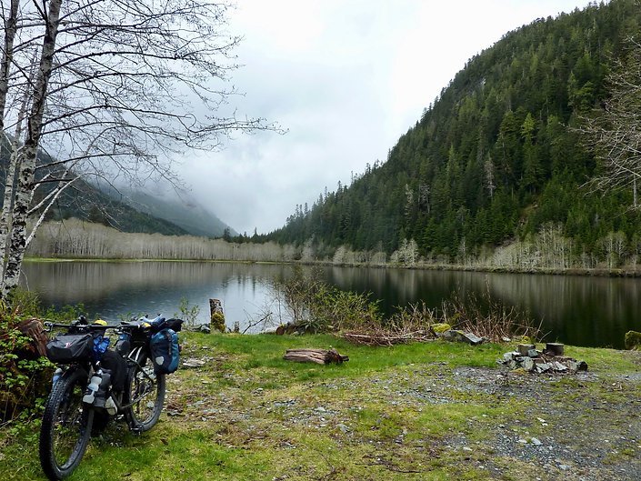 Malaspina Lake informal Camp | bikepacking to Tahsis | cycle touring Vancouver Island
