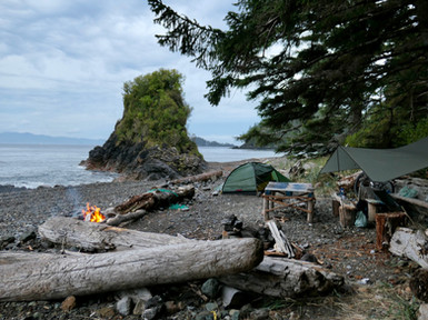Camping at Side Bay, west of Port Alice