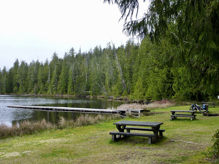 Beaver Lake Rec site | junction Highway 30 to Port Alice | cycle touring north Vancouver Island