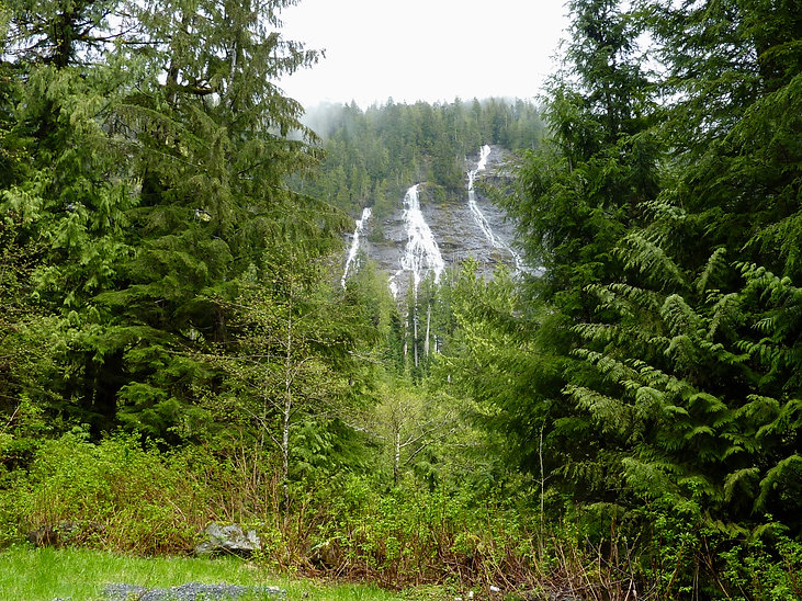 Three Sisters waterfalls | Gold River Tahsis Road | cycle touring Vancouver Island