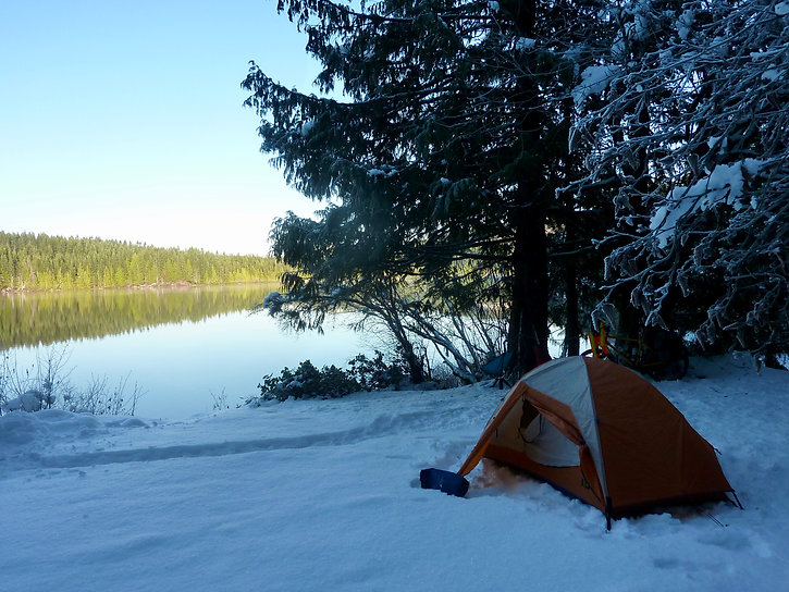 Mountain Hardwear Spire 2.1 tent | Winter camping S Mohun Lake | cycle touring Vancouver Island