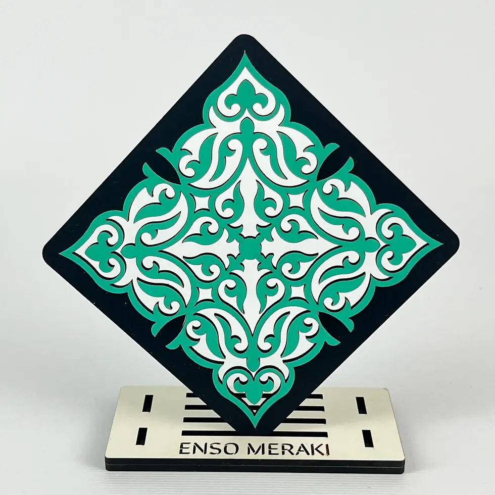 lasercut black and green square tea coaster