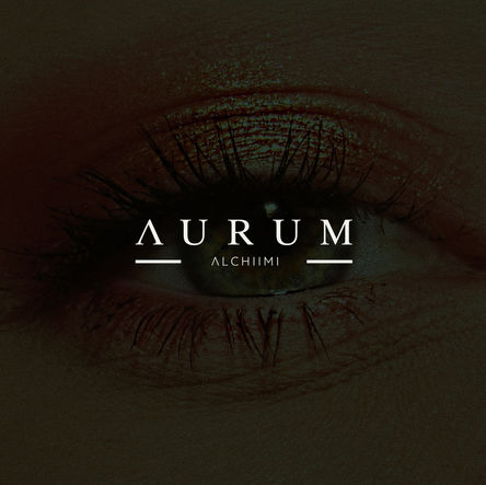 Aurum Alchiimi logo placed over a close-up of an eye with shimmering eyeshadow.