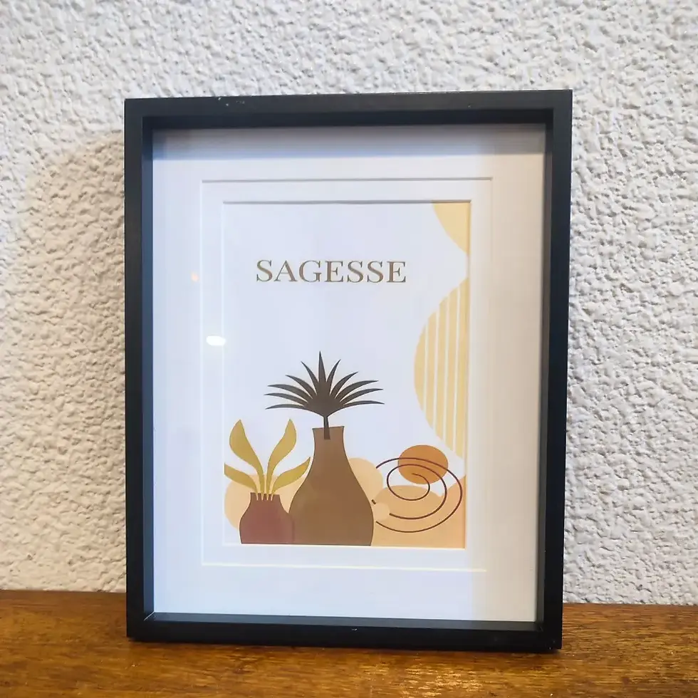 Cadre noir 15x21 cm avec affiche bohème Sagesse.
