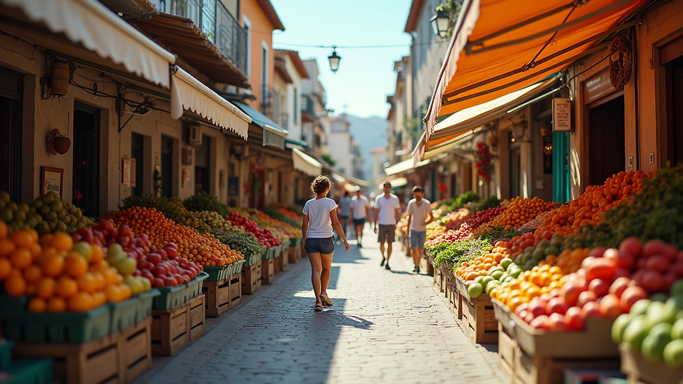 Vista panorâmica do mercado do Ceasa com barracas de frutas e verduras