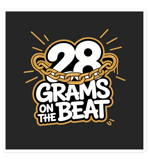 28 Grams On The Beat logo variation for music production branding