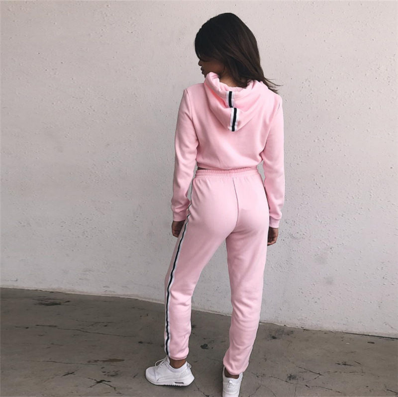 Miniatura: Cropped Hoodie Sports Set with Sweatshirt