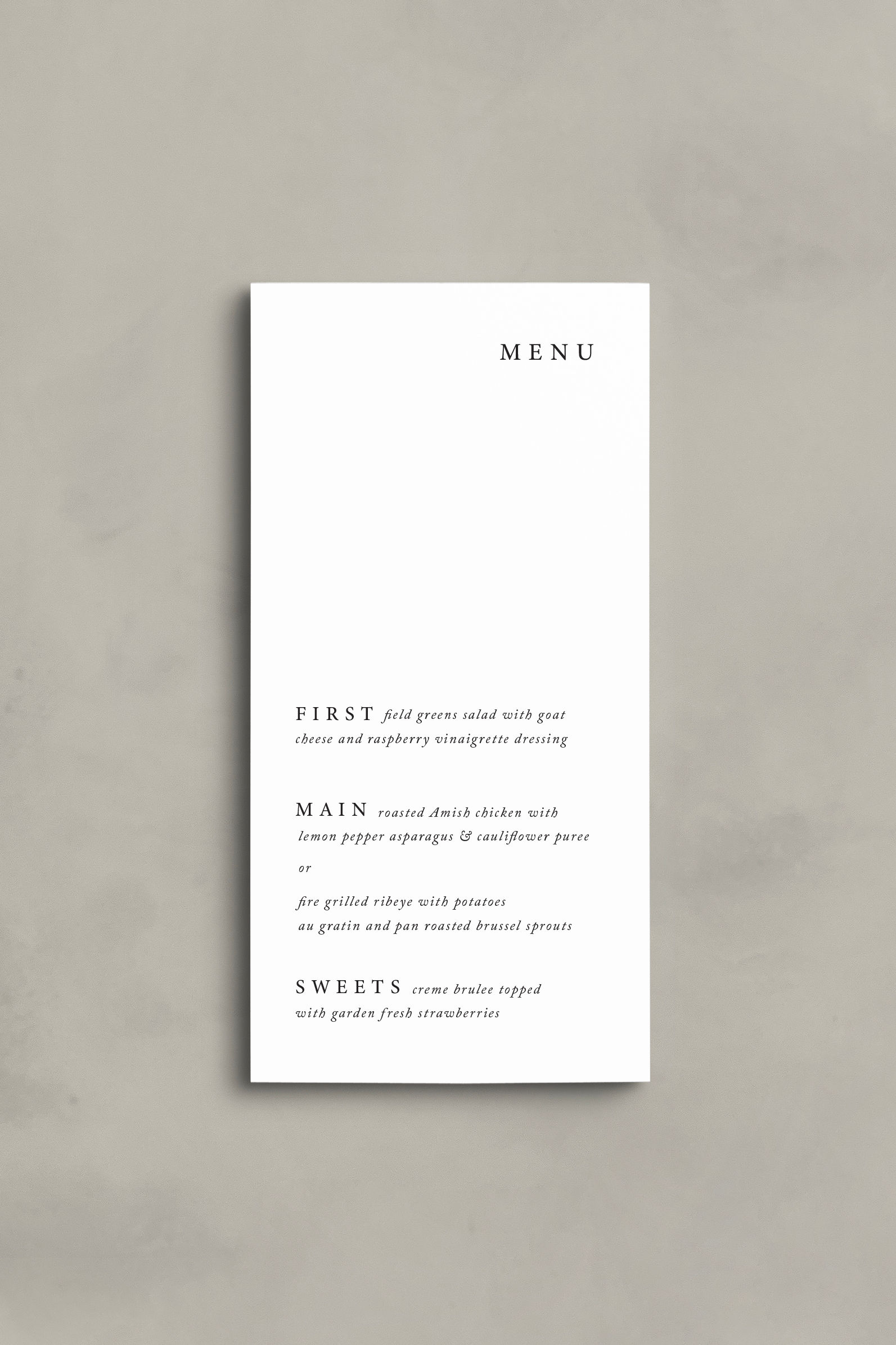 Letter / Menu Card