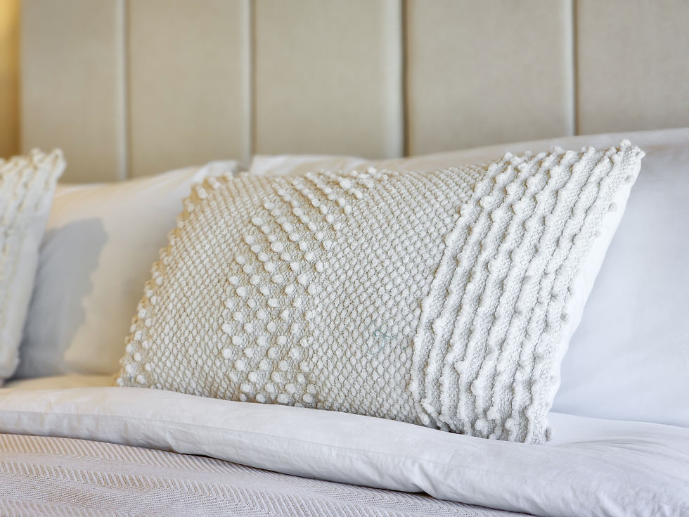 Soft Textured Bedroom Decor – Sunset Beach Luxury Accommodation