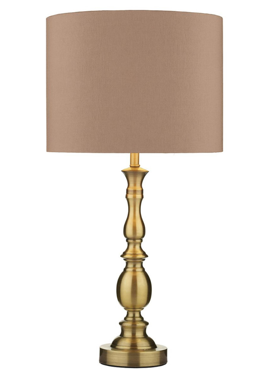 MADRID BALL TABLE LAMP ANTIQUE BRASS WITH SHADE