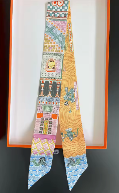 Thumbnail: Slim Twill Scarf 5×90 — Multiple Colours & Prints