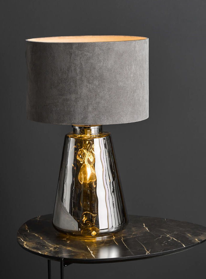 WYCLIFFE TABLE LAMP SMOKED GLASS WITH SHADE