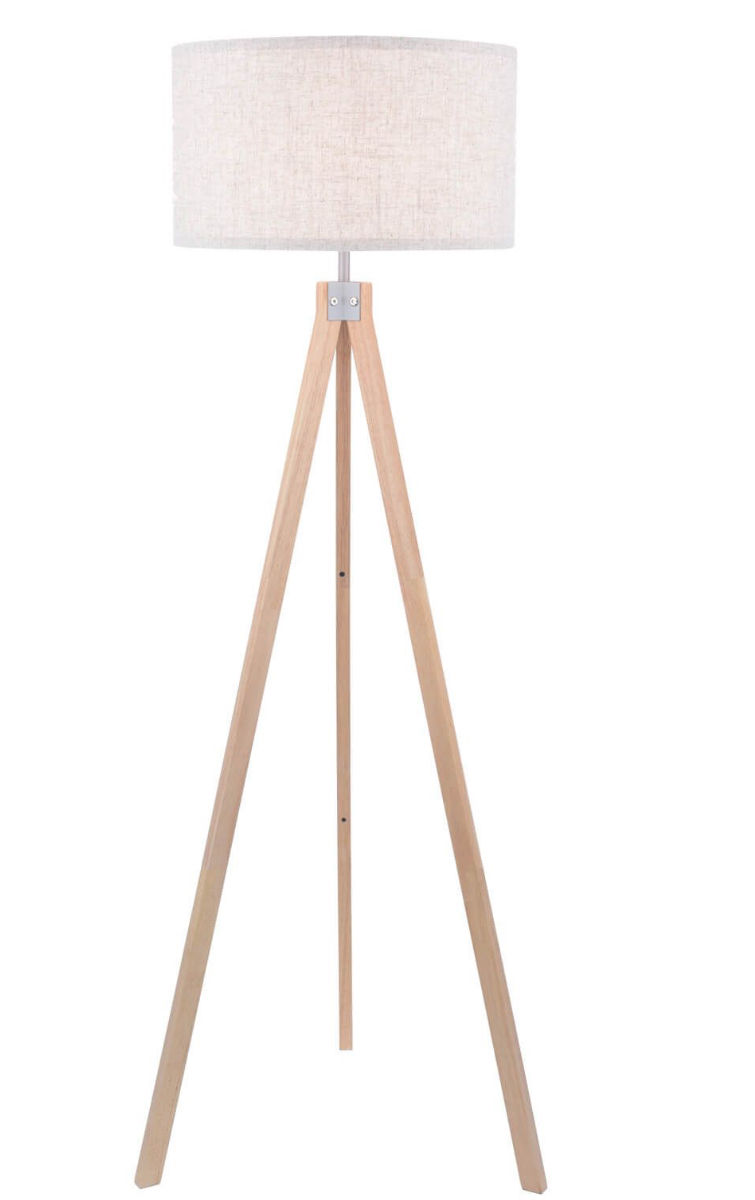 ARMITAGE TRIPOD FLOOR LAMP LIGHT WOOD WITH SHADE