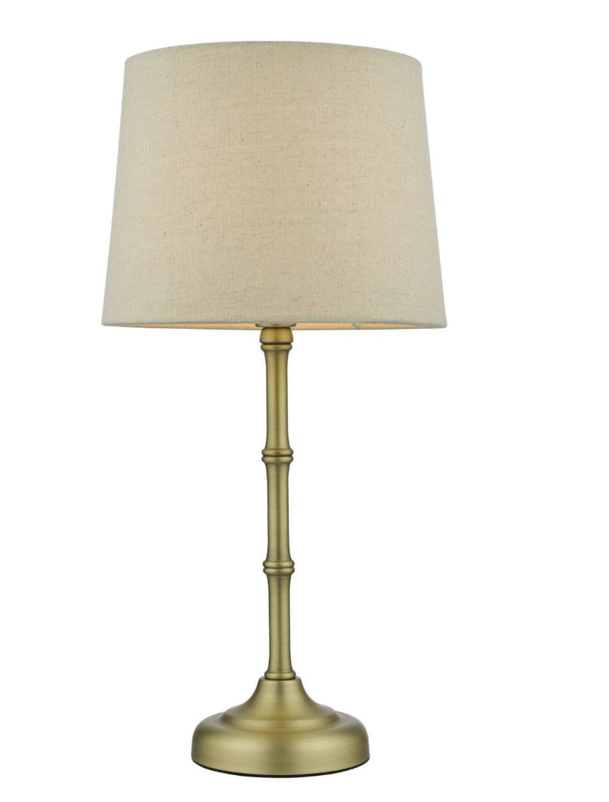 CANE TABLE LAMP ANTIQUE BRASS WITH SHADE