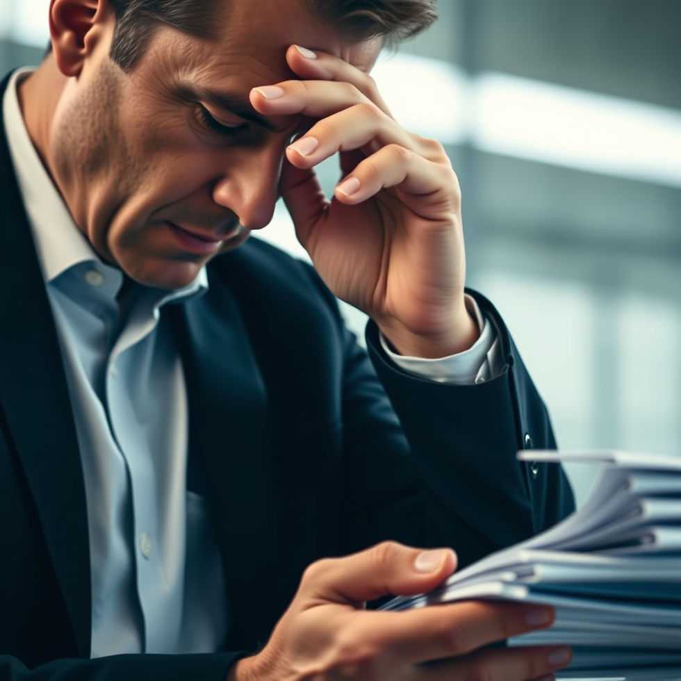 professional experiencing mental pressure during high-stakes decision making