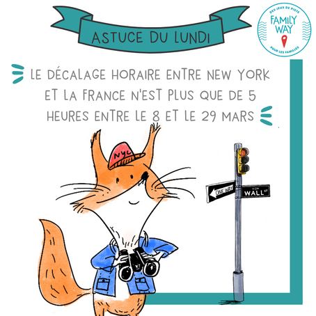 Le décalage horaire entre New York et la France n'est plus que de 5 heures pendant 3 semaines. 