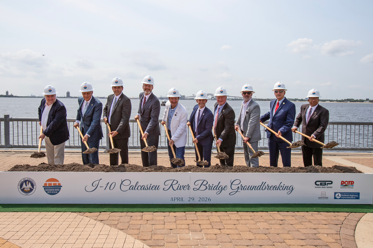 Photo of I-10 Calcasieu groundbreaking event - elected officials group